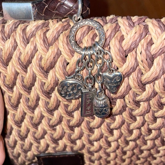 Brighton Woven Crossbody straw wicker leather paisley charm rope braid snap bag - Picture 10 of 12